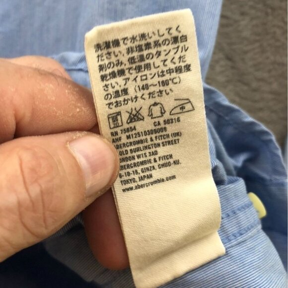 Abercrombie & Fitch Men Shirt Large Muscle Fit Button-Up Long Sleeve Blue Casual - Picture 11 of 16